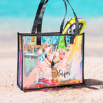 Personalised Ocean Creature Holographic Clear Tote Bag with Name Summer Holiday Daily Use Birthday Gift for Friends Girls
