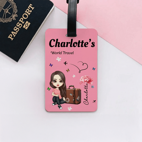 Etiquette de bagage personnalisée en forme de fleur de naissance avec nom Accessoire de voyage Cadeau d'anniversaire pour la famille et les amis