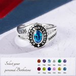 Gepersonaliseerde klas ringen voor mannen vrouwen, Sterling zilver geboortesteen naam afstuderen Ring Senior ringen geschenken voor afgestudeerden