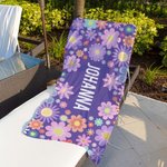 Personlig strandhandduk med blommor och namn snabbtorkande stor badlakan en unik present för semester sommarfest och födelsedag
