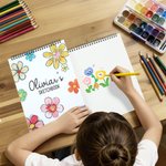 Personalised Flower Art Sketchbook Drawing Art Pad with Name Party Favor Birthday Back to School Gift for Girls