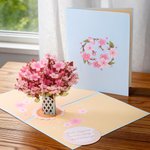 Personalised 3D Flower Greeting Card with Text Birthday Anniversary Valentine's Day Mother's Day Gift for Her
