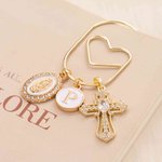 Personalised Catholic Cross Paper Clip with Initial Religious Baptism First Communion Gift for Book Lovers Bookworm
