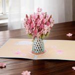 Personalised 3D Flower Greeting Card with Text Birthday Anniversary Valentine's Day Mother's Day Gift for Her