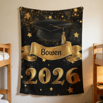 Coperta personalizzata nera oro glitterata con nome e anno Regalo di compleanno per laureati