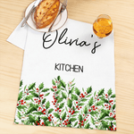 Personalized Birth Flower Waffle Tea Towel with Name Daily Use Birthday Mother's Day Gift for Mom Family