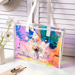 Personalised Ocean Creature Holographic Clear Tote Bag with Name Summer Holiday Daily Use Birthday Gift for Friends Girls