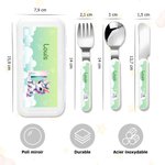 Set de Couverts 3 Pièces Personnalisé avec Nom et Initiale Style Licorne Fantastique Étui Inclus Cadeau Anniversaire Rentrée Scolaire pour Enfants
