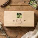 Personalizado Pet Foto Nacimiento y Muerte Años Caja de madera de almacenamiento de memoria con el nombre y el texto Pérdida de Mascota Memorial Regalo para el dueño de la mascota Amante