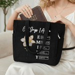 Personalizado Dios dice que eres Efecto Perla Nacimiento Flor Bolsa de pana de gran capacidad con nombre Regalo de cumpleaños cristiano para mujer