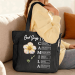 Personalizado Dios dice que eres Efecto Perla Nacimiento Flor Bolsa de pana de gran capacidad con nombre Regalo de cumpleaños cristiano para mujer