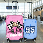 Couvre-bagages personnalisé avec nom et numéro pour valise de 18 à 32 pouces Cadeau d'anniversaire pour les passionnés de course automobile