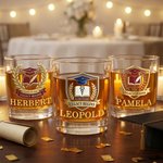 Personligt medicinskt emblem i collegestil 10 oz whiskyglas med namn för dagligt drickande Examensgåva för akademiker inom medicinsk arkitektur