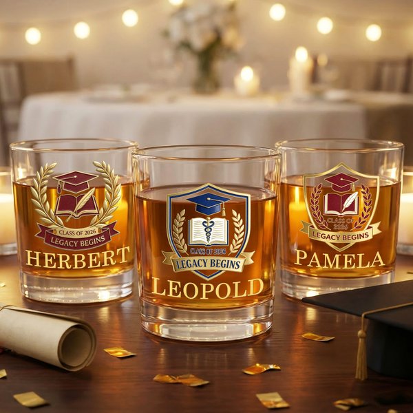 Gepersonaliseerd Collegiale stijl medisch embleem 10 oz whiskyglas met naam dagelijks drinken afstuderen Gift voor medische architectuur afgestudeerden