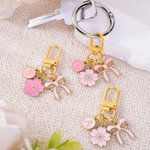 Personalised Pink Bow Flower Portable Keychain Bag Charm with Initial  Daily Use Birthday Christmas Gift for Bow Lovers Women