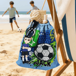 Sac à cordon personnalisé avec nom Sac de voyage pour les amoureux du football Cadeau d'anniversaire pour les amoureux du football