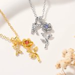 Personalizada Exquisita Birthstone Rose Collar con Inicial Dainty Joyería Cumpleaños Aniversario de regalo para las mujeres