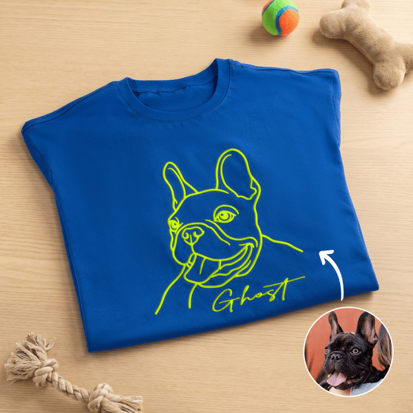 Personalized Embossed Puff Pet Line Portrait T-shirt Sweatshirt Hoodie with Text Birthday Daily Use Gift for Pet Lovers