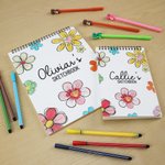 Personalised Flower Art Sketchbook Drawing Art Pad with Name Party Favor Birthday Back to School Gift for Girls
