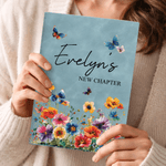 Personalised New Chapter Watercolour Flower A5 PU Leather Notebook with Name Office Supplies Retirement Gift for Retirees Friends