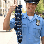 Personalized Cartoon Police Officer Police Car Soft Mid-Calf Socks with 1-2 Photos Daily Wear Birthday Gift for Police Officers