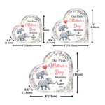 Personalised Cute Mom Baby Elephant Floral Acrylic Heart-Shaped Plaque with Name Home Decor First Mother's Day Gift for Mom Kid