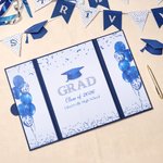 Personalized Grad Cap Balloon Congrats Foldable Guest Book with Name School and Year Party Decor Graduation Gift for Graduates