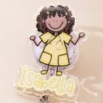 Personalizada de dibujos animados de la enfermera simple línea de dibujo de identificación de acrílico carrete con el nombre de la enfermera Apreciación regalo de cumpleaños para la enfermera médico p