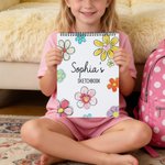 Personalised Flower Art Sketchbook Drawing Art Pad with Name Party Favor Birthday Back to School Gift for Girls