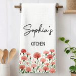 Personalisierte Geburt Blume Waffel Geschirrtuch mit Namen täglichen Gebrauch Geburtstag Muttertag Geschenk für Mama Familie