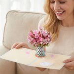 Personalised 3D Flower Greeting Card with Text Birthday Anniversary Valentine's Day Mother's Day Gift for Her