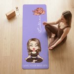 Henkilökohtainen Cartoon Yoga Character Super imukykyinen joogamatto nimellä ja tekstillä Urheilutarvikkeet Syntymäpäivälahja naisille Joogan ystäville