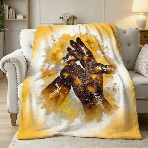 Personnalisé Aquarelle Galaxy Butterfly Holding Hands Soft Throw Blanket with Name Home Decor Mother's Day Gift for Her