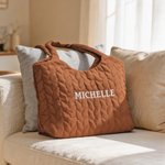 Personalized Diamond Quilted Embroidery Lightweight Tote Bag with Name Daily Use Travel Birthday Gift for Women