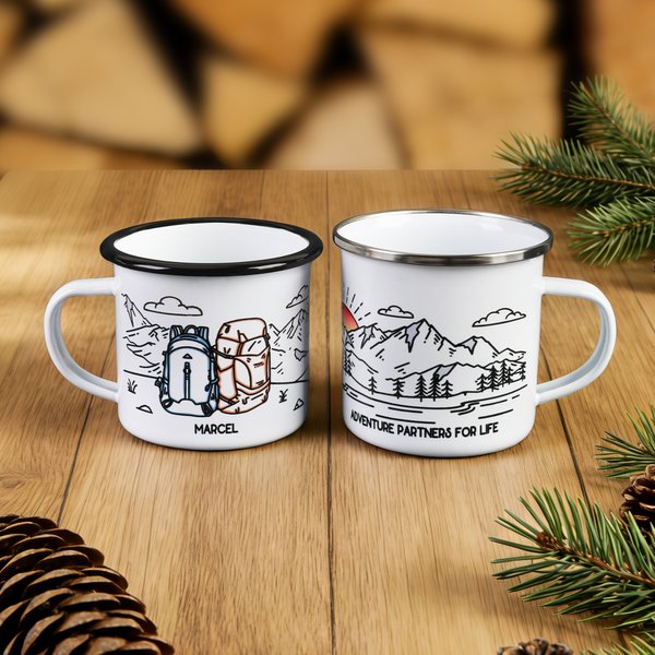 Tasse en acier inoxydable émaillée avec texte pour usage quotidien Cadeau d'anniversaire pour les randonneurs, les campeurs et les randonneurs.