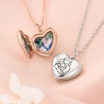 Personalised Simple Line Family Photo Heart-Shaped Locket Necklace Dainty Jewellery Birthday Mother's Day Gift for Mom Family
