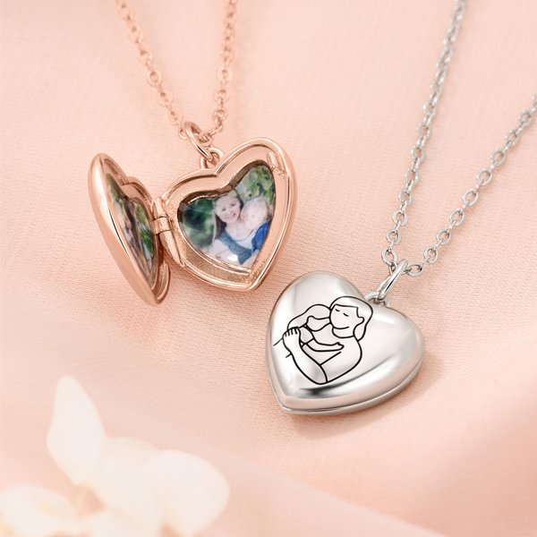 Collier personnalisé avec photo de famille en forme de coeur Bijoux délicats Anniversaire Fête des mères Cadeau pour maman Famille