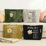 Personnalisé Dieu dit que vous êtes Perle Effet de naissance Fleur en velours côtelé Sac fourre-tout de grande capacité avec nom Cadeau d'anniversaire chrétien pour femme