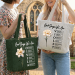 Personalizado Dios dice que eres Efecto Perla Nacimiento Flor Bolsa de pana de gran capacidad con nombre Regalo de cumpleaños cristiano para mujer