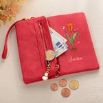 Personalisierte Geldbörse mit Gebursblume und Namen | aus PU-Leder | Kurz und Lang-Stil optional | Muttertag Geburtstag Geschenk für Mutter Frau