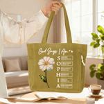 Personalizado Dios dice que eres Efecto Perla Nacimiento Flor Bolsa de pana de gran capacidad con nombre Regalo de cumpleaños cristiano para mujer
