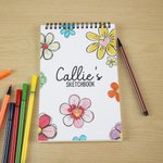 Personalised Flower Art Sketchbook Drawing Art Pad with Name Party Favor Birthday Back to School Gift for Girls