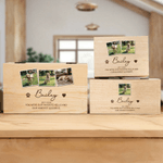 Personalizado Pet Foto Nacimiento y Muerte Años Caja de madera de almacenamiento de memoria con el nombre y el texto Pérdida de Mascota Memorial Regalo para el dueño de la mascota Amante