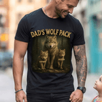 Personalised Wolf Dad & Wolf Kids Pattern 100% Cotton T-shirt with 1-10 Names and Text Father's Day Gift for Father Husband