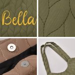 Personalized Diamond Quilted Embroidery Lightweight Tote Bag with Name Daily Use Travel Birthday Gift for Women