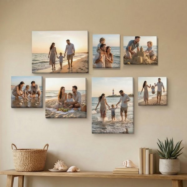 Personalised Warm Family Set 7  Photo Giclee Canvas Prints Wall Displays Anniversary Birthday Housewarming Gift for Friends Family