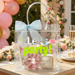 Personalized A Toast To Forever Transparent Gift Bag with Names Date and Pink Ribbon Daily Use Wedding Gift for Bridesmaids Newlyweds