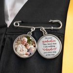 Personalised Walking Beside You Every Step 1-2 Photos Brooch Pin with Text Memorial Graduation Gift for Graduates