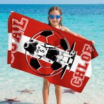 Serviette de plage surdimensionnée à rayures et à séchage rapide avec le nom du joueur de football Cadeau d'anniversaire pour l'amoureux du joueur de football