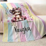 Personalizzato Cartoon Cowgirl cavallo nascita fiore morbido coperta con nome Home Decor regalo di compleanno per le ragazze amanti del cavallo